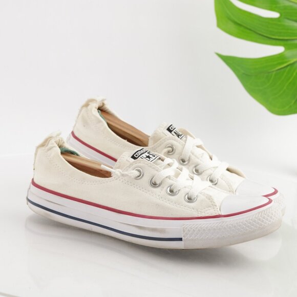 Converse Chuck Taylor Womens Shoreline Shoe Size 8 White Canvas Slip On Sneakers - Picture 1 of 13